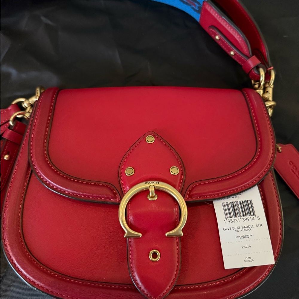 COACH Beat Saddle Bag Candy Apple Red Glovetanned Leather